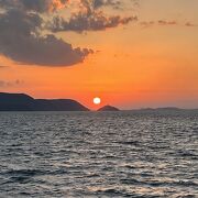 瀬戸内海に沈む夕日が綺麗でした