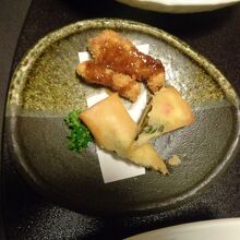 白身魚のフライとチーズ春巻（週替わりランチ）