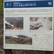 2000年噴火の説明板。