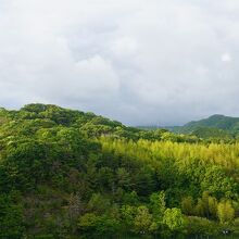 山側の部屋はパーキングとゴルフ場の山が見える。