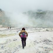 北海道　川湯温泉近くの硫黄山