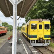 黄色が鮮やかないすみ鉄道カラーの車両