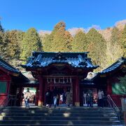 箱根町元箱根にある神社！湖岸の鳥居と湖をバックに記念撮影をどうぞ