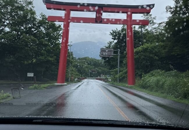 入口に大きな鳥居