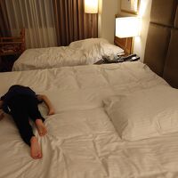 今回はダブルベッドに、シングルベッドが並んだ部屋