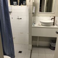 問題のバスルーム。左側がシャワーでその手前がトイレです。
