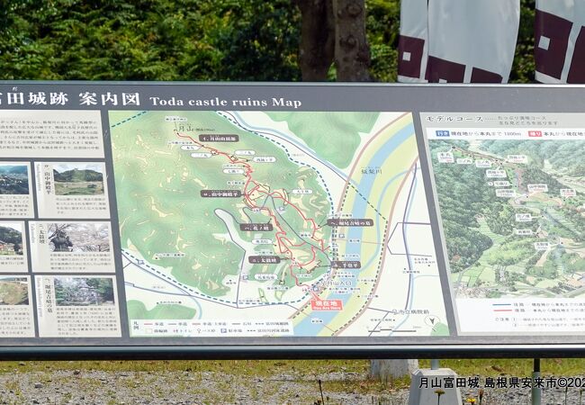 月山富田城の大きな立体地図でお城全体を俯瞰しました