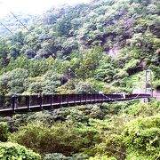 鬼怒楯岩大吊橋;上下流が深緑(9月)