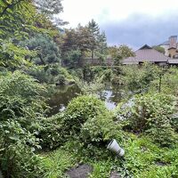 日本庭園を囲むように温泉があります。