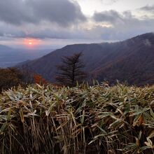 中蒜山山頂から見た夕日