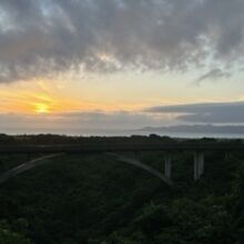 ほたる街道の展望台からみた夕陽