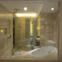 何故か透明なトイレとバス