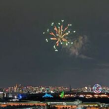 屋上テラスからの花火