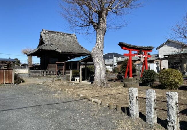 鮮やかな赤い鳥居が見えて一目で分かる