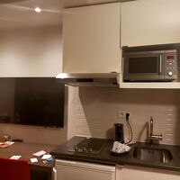 使いませんでしたが、電子レンジ、コンロ簡単な調理もできます。