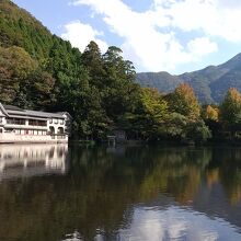 紅葉の始りの金鱗湖