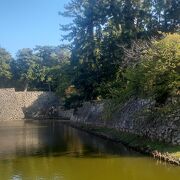 現在は石垣と水濠の一部が残っているだけです。津市役所の隣にあります