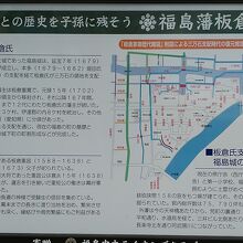 板倉神社の案内板、福島城の様子がわかります