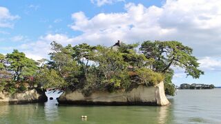 松が茂る小島に築かれた　松島のシンボルともいえる仏堂