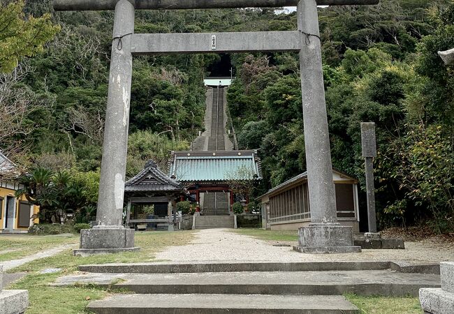 海岸に鳥居があります