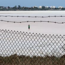 敷地内からはソルト湖が目の前。