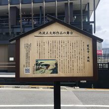 建物前。池波正太郎作品の舞台らしい。上野にはあまり詳しくない