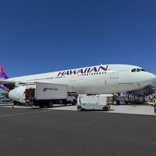 到着時のハワイアン航空機