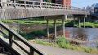 浅野川に架かる木製の橋