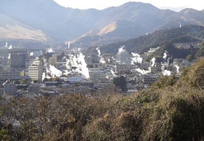 温泉街が一望