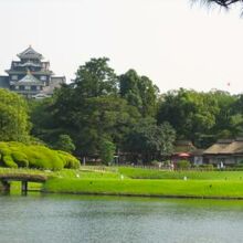 岡山後楽園から望む岡山城