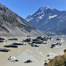 フッカーバレートラックの終点には氷河のかけらがごろごろ