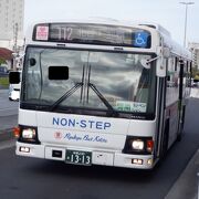 中距離を走る路線でも新型のノンステップバスで走っていました。