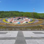 花時計のある、十勝川温泉北側の広い公園