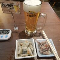 アルコール類1時間飲み放題。手前のつまみは自前。持ち込み可。