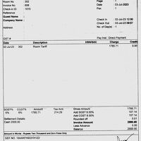 ２０００ルピーのレシート　とても安いです。もっと安くなりそう