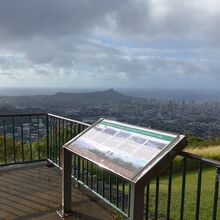 展望台の案内板とダイヤモンドヘッド