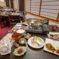 夕朝食はバイキング。夕食の海鮮しゃぶしゃぶは旨かった～