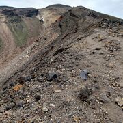 急傾斜の砂礫地の登りが続いて疲れました