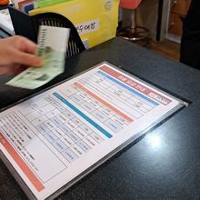 受付で１００００ウォン