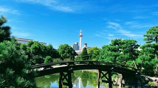 京都タワーの見えるお庭