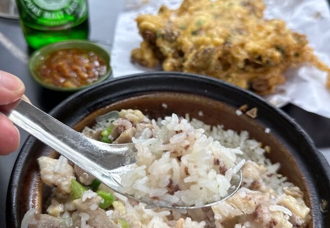 土鍋ご飯も牡蠣の玉子フライもサイコー