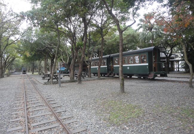 森林鉄道の駅や蒸気機関車などが保存