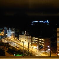 ライトアップされた津山城がよく見えます