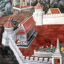 細部まで丁寧に描かれた壁画