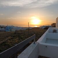 テラスから朝日を望む