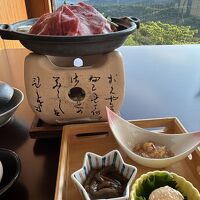 田沢湖を眺めながら夕食