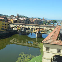 ヴァザーリの回廊から眺めた橋と川