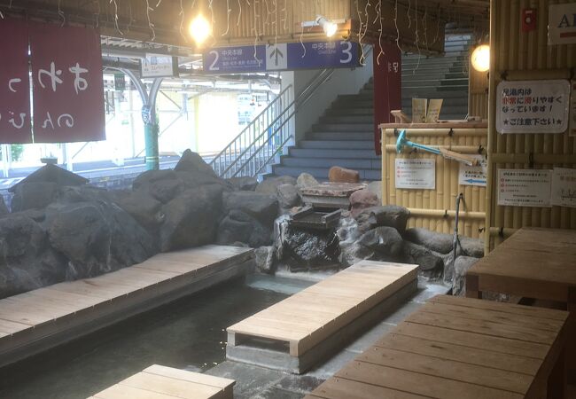 足湯から特急を望む