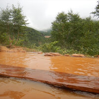 タイミング次第で大雪渓の斜面が刮目できる野趣溢れる露天風呂