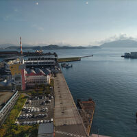 19階朝食会場から小倉港をのぞむ。